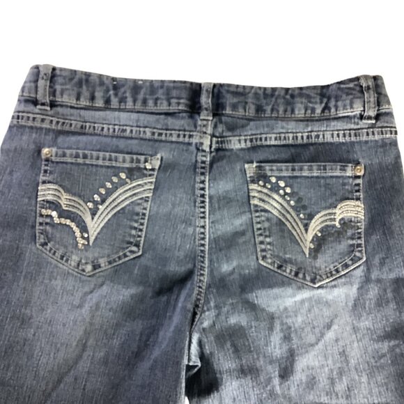 Girls Denim Bermuda Shorts Size 16 1/2 Rhinestone Detail Elastic Waist Band - Picture 12 of 13